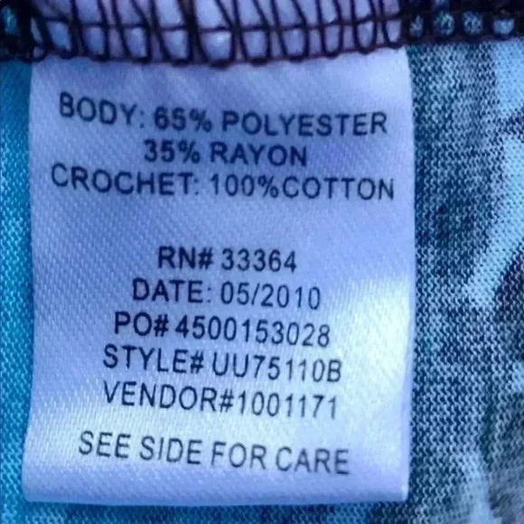 ENERGIE Crochet Rayon Babydoll Boho Hippie Cap Sleeve Flower Fit Flare Top SizeM - Picture 8 of 8